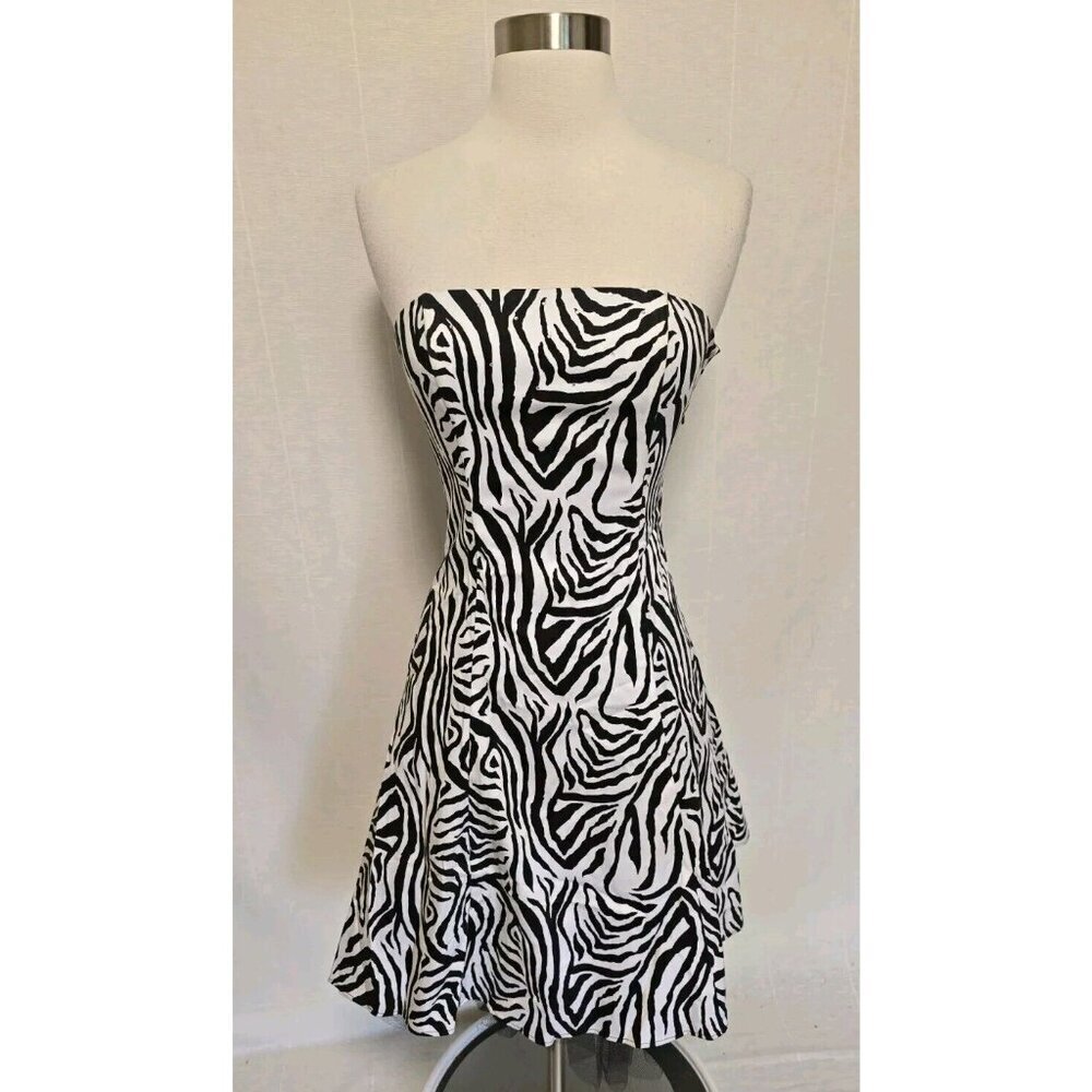 Gunne Sax Vintage‎ Y2K 90s Prom Party Dress Zebra Print